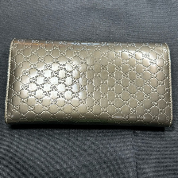 🩶GUCCI Metallic Gray Patent Microguccissima Wallet, Italy🩶 - Picture 2 of 14